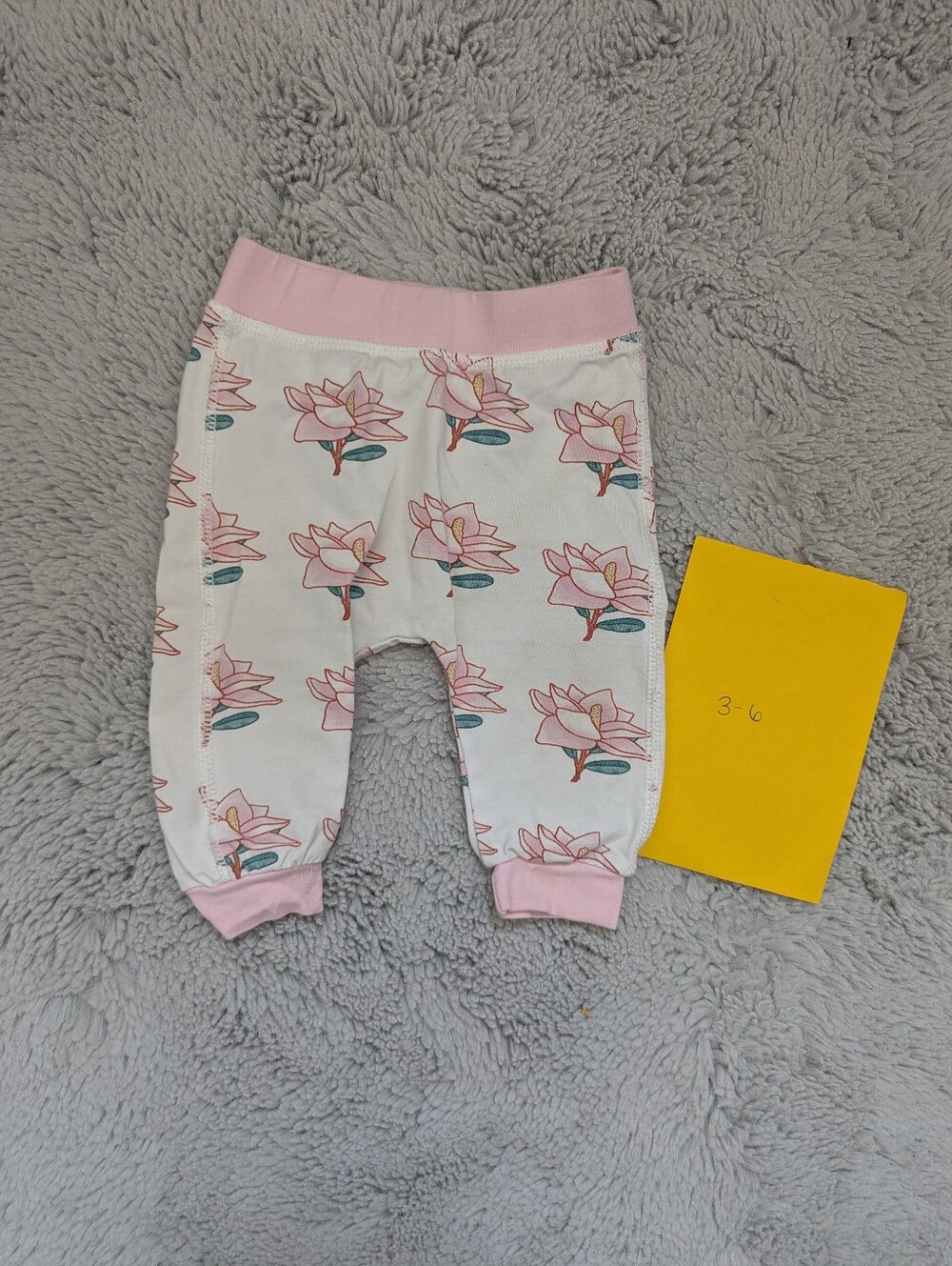 Monica + Andy Organic Cotton Pink Magnolia Floral Pants | 3-6M